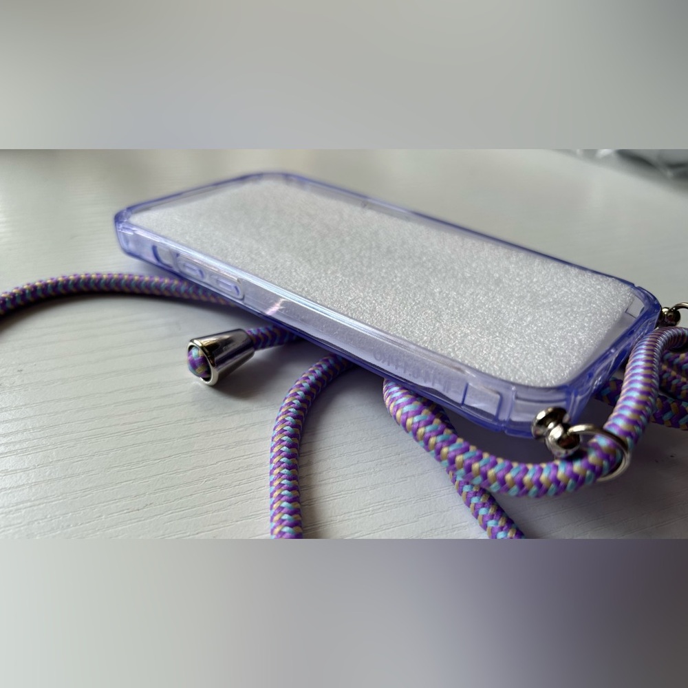 NWOT IPhone 14 Pro case built in card holder crossbody length lanyard purple - Picture 3 of 5